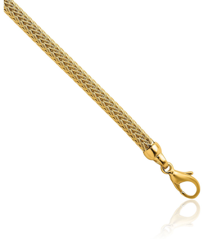 14K Solid Yellow Gold 4mm Popcorn Mesh Chain Necklace