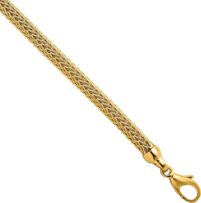 14K Solid Yellow Gold 3mm Popcorn Mesh Chain Necklace