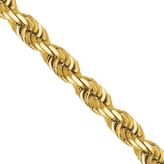 14K Solid Yellow Gold 4mm Quadruple Rope Chain Twisted Link Necklace