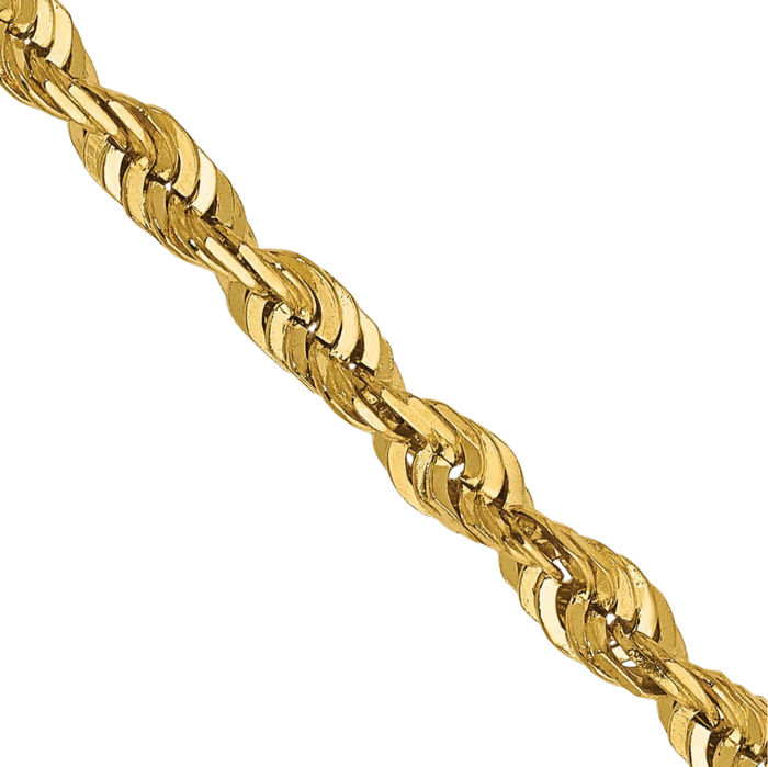 14K Solid Yellow Gold 4mm Rope Chain Twisted Link Necklace