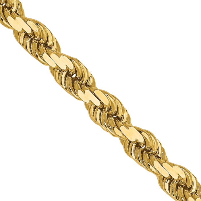 14K Solid Yellow Gold 4mm Rope Chain Twisted Link Necklace