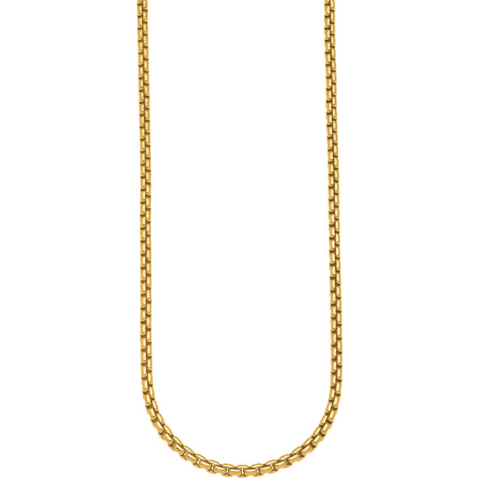 14K Solid Yellow Gold 4mm Round Box Link Chain Necklace