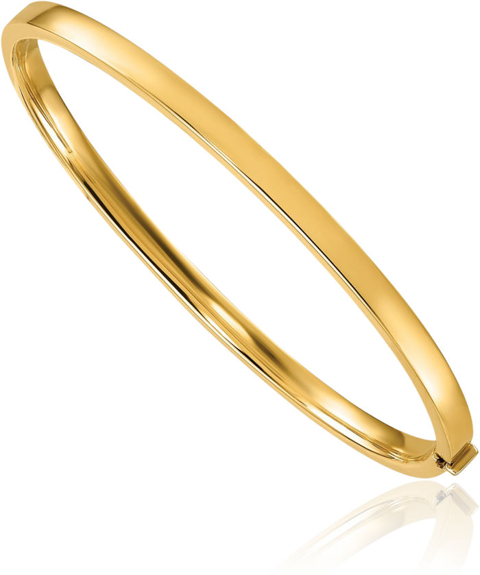 14K Solid Yellow Gold 4mm Square Tube Bangle Bracelet