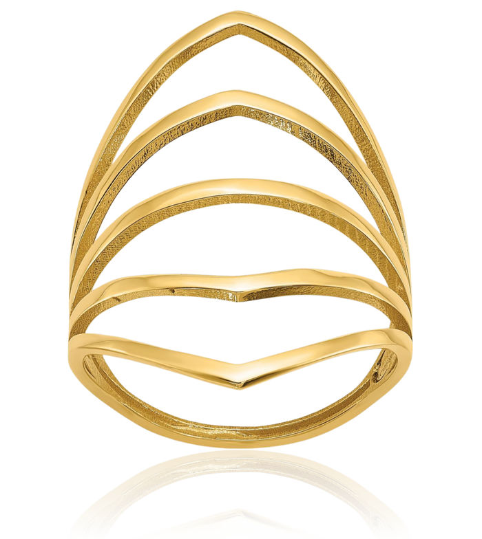 14K Solid Yellow Gold 5 Bar Statement Ring