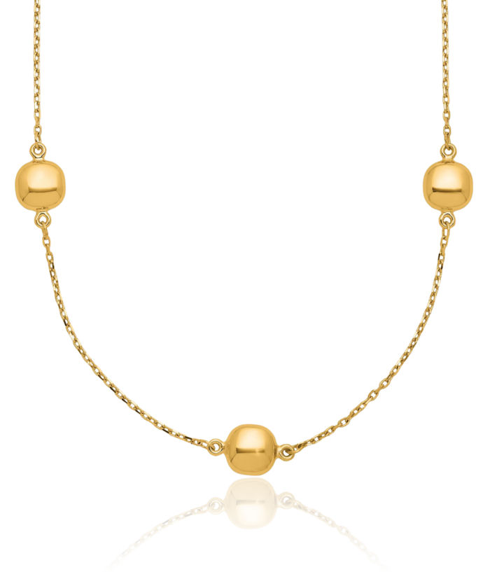 14K Solid Yellow Gold 5 Station Necklace Chain