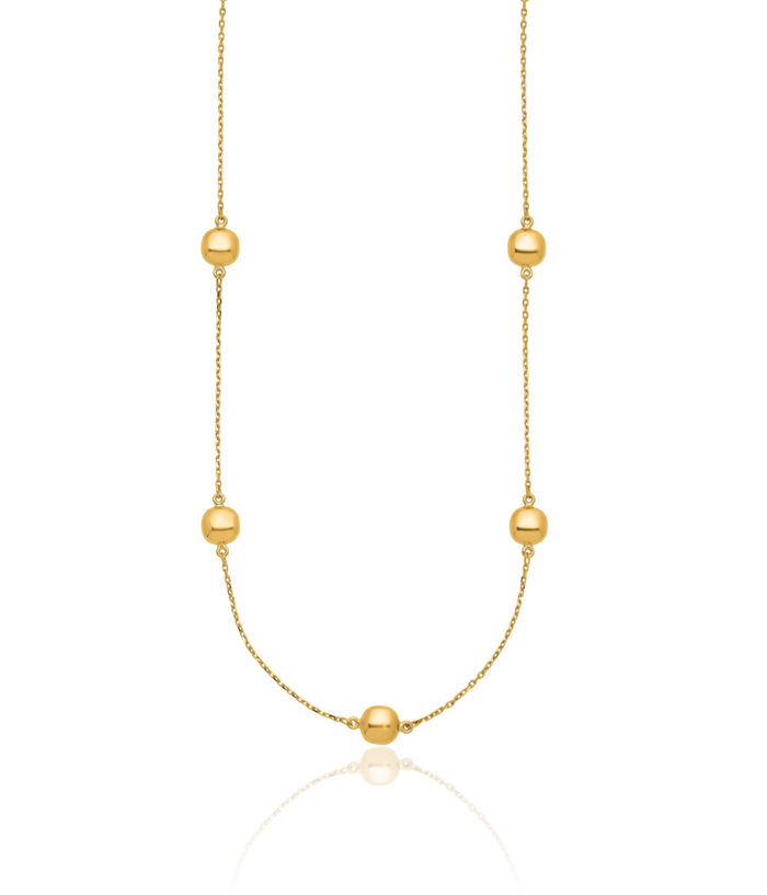 14K Solid Yellow Gold 5 Station Necklace Chain