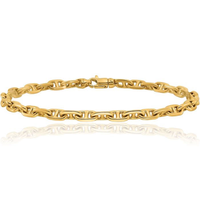 14K Solid Yellow Gold 5.1mm Link Chain Bracelet