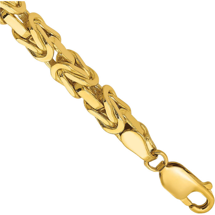 14K Solid Yellow Gold 5.25mm Byzantine Link Chain Bracelet