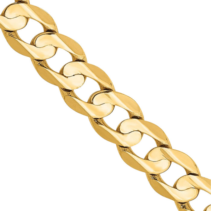 14K Solid Yellow Gold 5.25mm Concave Curb Link Chain Necklace