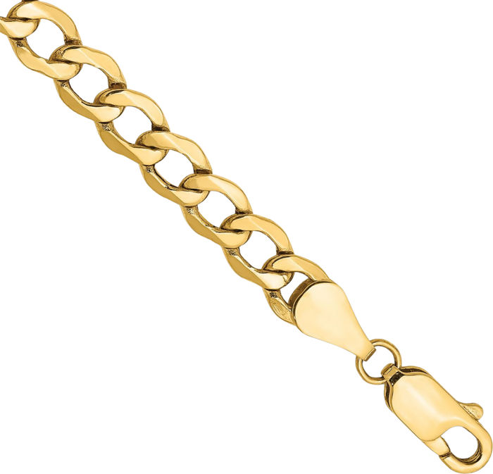 14K Solid Yellow Gold 5.25mm Curb Link Chain Bracelet