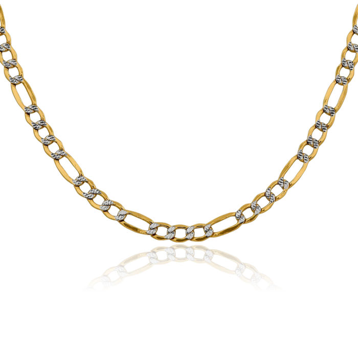 14K Solid Yellow Gold 5.25mm Figaro Link Chain Necklace