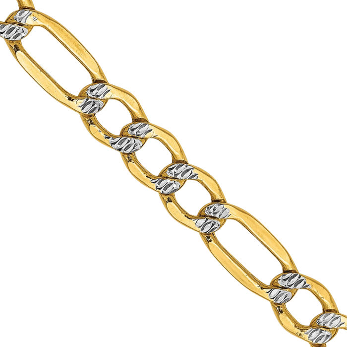 14K Solid Yellow Gold 5.25mm Figaro Link Chain Necklace