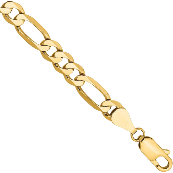 14K Solid Yellow Gold 5.25mm Figaro Link Chain Bracelet