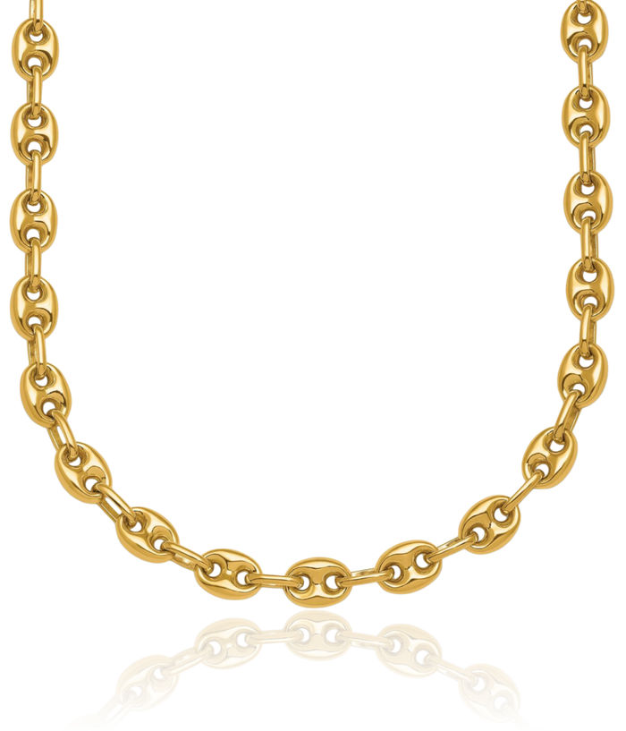 18K Solid Yellow Gold 5.8mm Anchor Puffed Gucci Mariner Link Chain Necklace