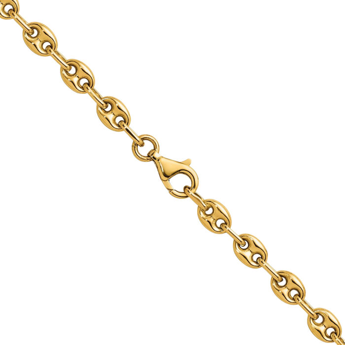 14K Solid Yellow Gold 5.2mm Anchor Puffed Gucci Mariner Link Chain Necklace