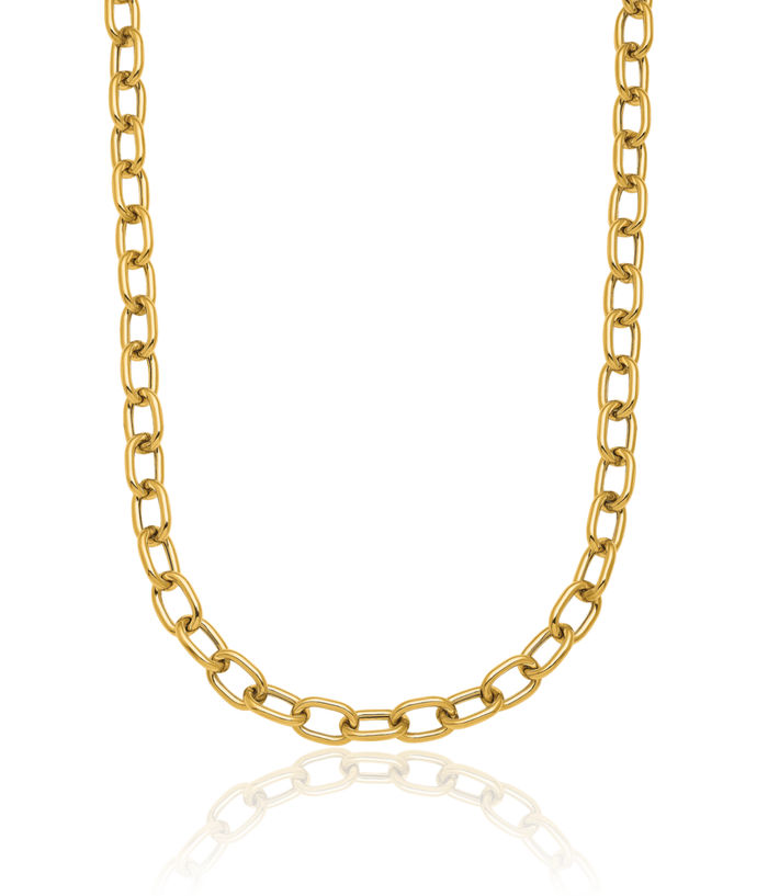 14K Solid Yellow Gold 5.2mm Cable Rolo Link Chain Belcher Necklace