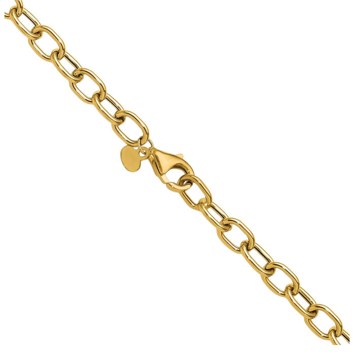 14K Solid Yellow Gold 5.2mm Cable Rolo Link Chain Belcher Necklace