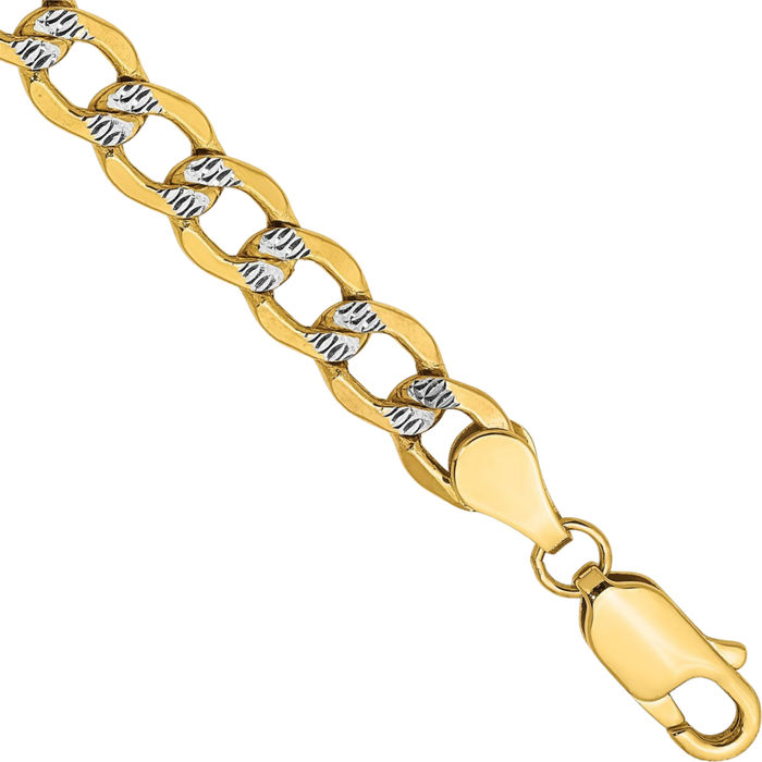 14K Solid Yellow Gold 5.2mm Curb Link Chain Bracelet