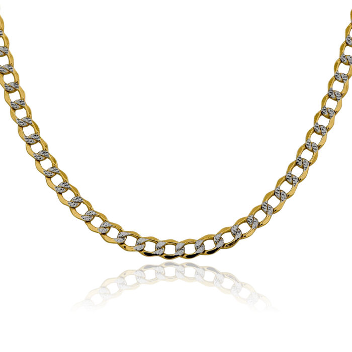 14K Solid Yellow Gold 5.2mm Curb Link Chain Necklace