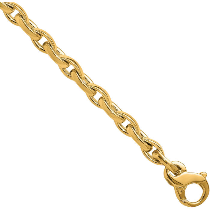 14K Solid Yellow Gold 5.2mm Navette Link Chain Bracelet