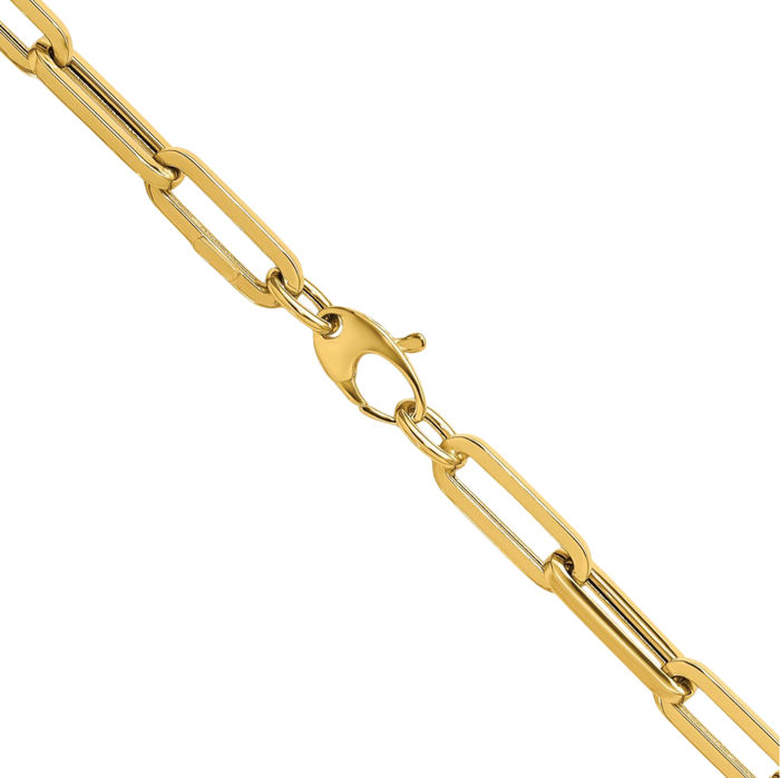 14K Solid Yellow Gold 5.3mm Paperclip Cable Rolo Link Chain Belcher Necklace