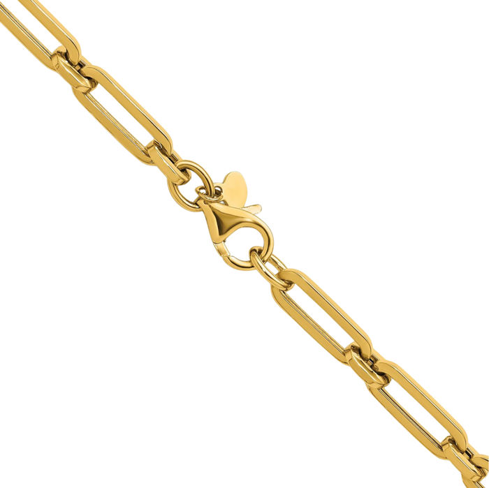 14K Solid Yellow Gold 5.3mm Paperclip Link Necklace Chain