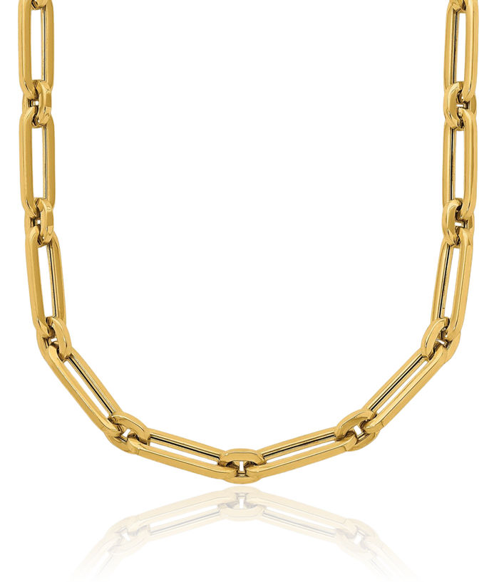 14K Solid Yellow Gold 5.3mm Paperclip Link Necklace Chain