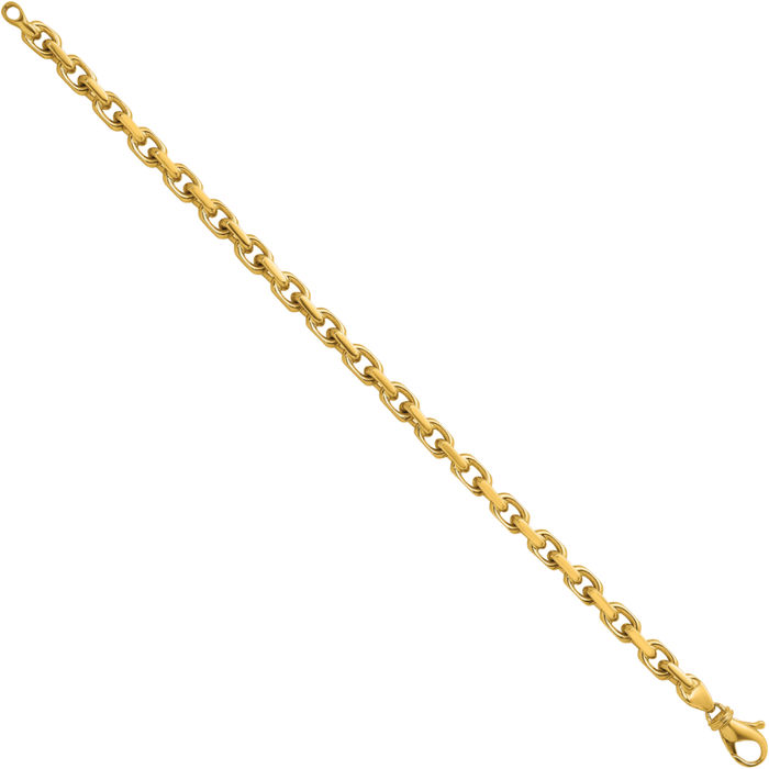 14K Solid Yellow Gold 5.4mm Edge Cable Rolo Link Chain Bracelet