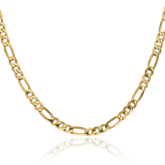 14K Solid Yellow Gold 5.50mm Figaro Link Chain Necklace