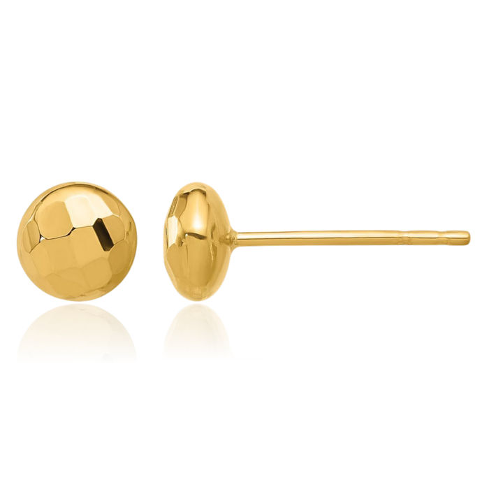 14K Solid Yellow Gold 5.5mm Button Stud Earrings
