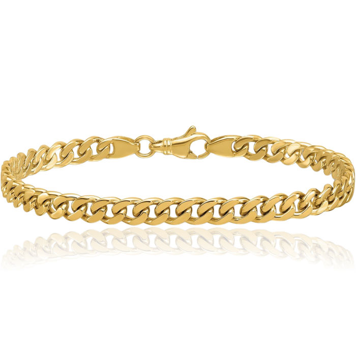 14K Solid Yellow Gold 5.5mm Curb Link Chain Bracelet