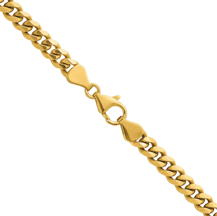 14K Solid Yellow Gold 5.5mm Curb Link Chain Necklace