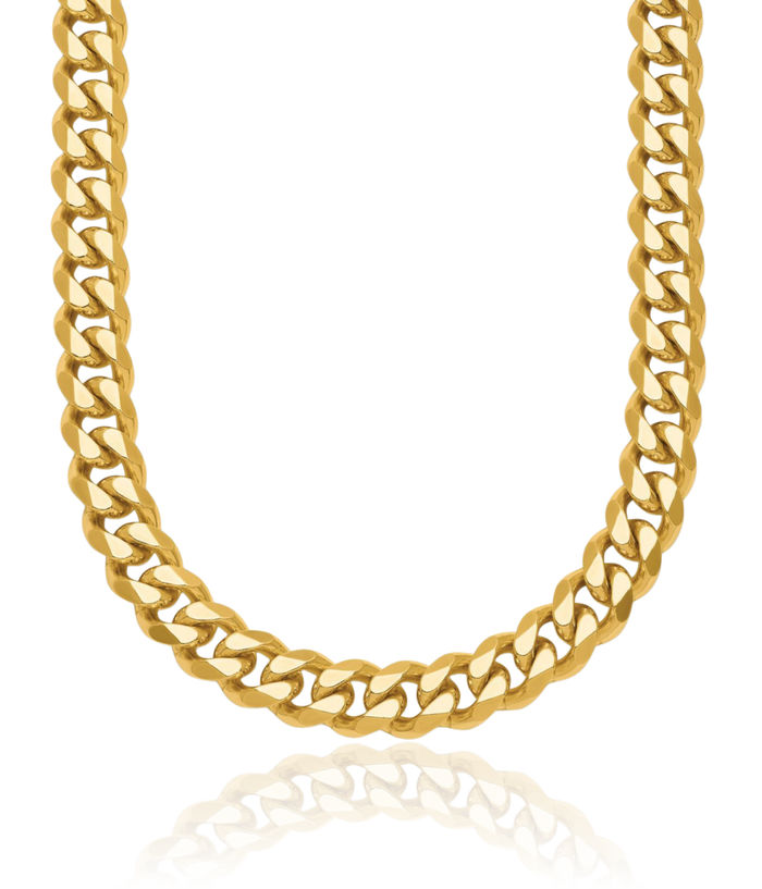 14K Solid Yellow Gold 5.5mm Curb Link Chain Necklace