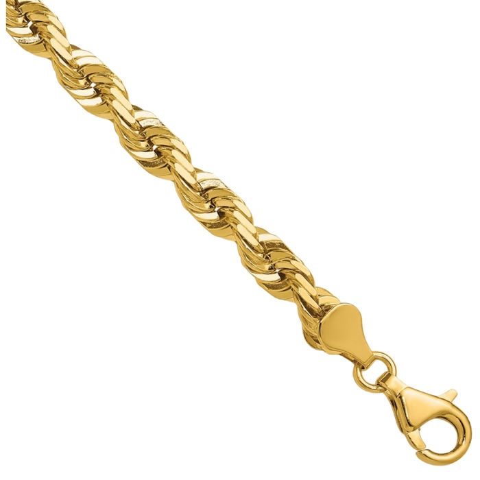 14K Solid Yellow Gold 5.5mm Rope Chain Twisted Link Necklace