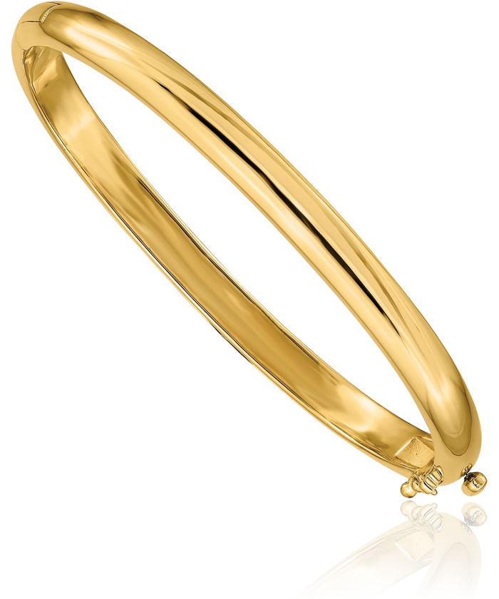 14K Solid Yellow Gold 5.6mm Bangle Bracelet