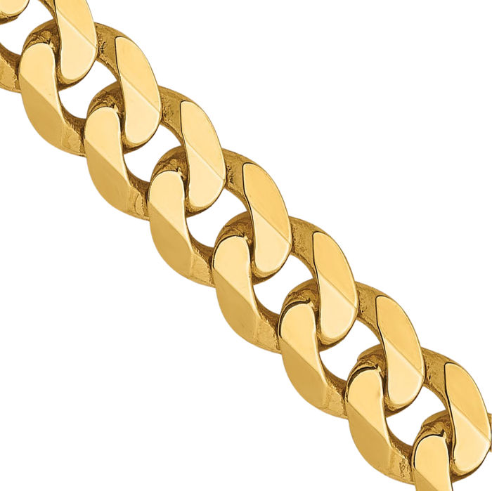 14K Solid Yellow Gold 5.75mm Curb Link Chain Necklace