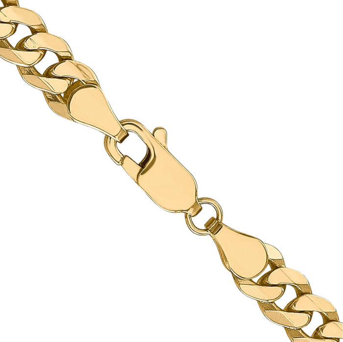 14K Solid Yellow Gold 5.75mm Curb Link Chain Necklace