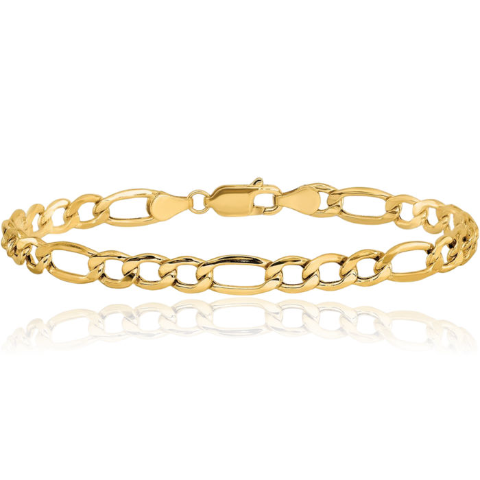 14K Solid Yellow Gold 5.75mm Figaro Link Chain Bracelet