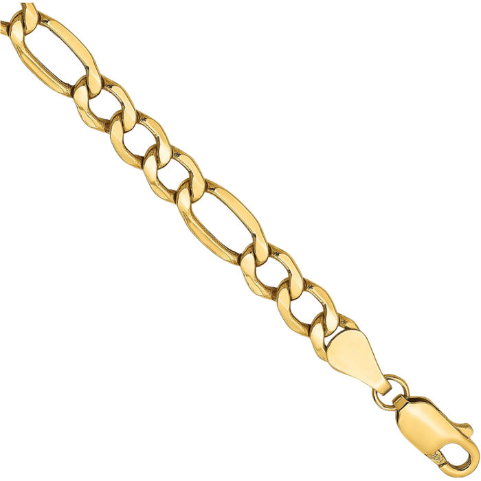 14K Solid Yellow Gold 5.75mm Figaro Link Chain Bracelet