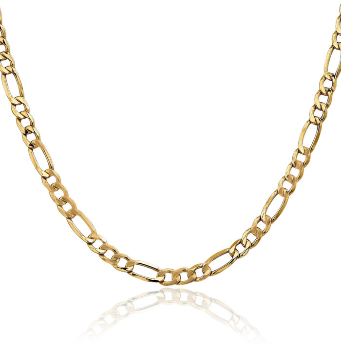 14K Solid Yellow Gold 5.75mm Figaro Link Chain Necklace