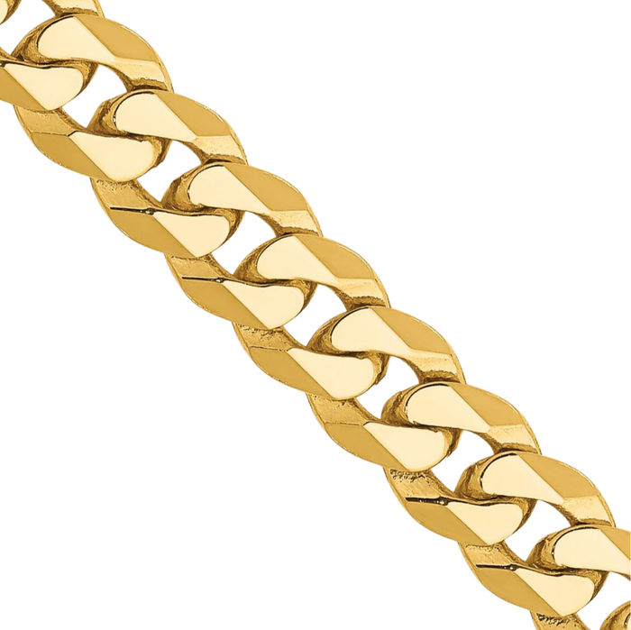 14K Solid Yellow Gold 5.75mm Curb Link Chain Necklace