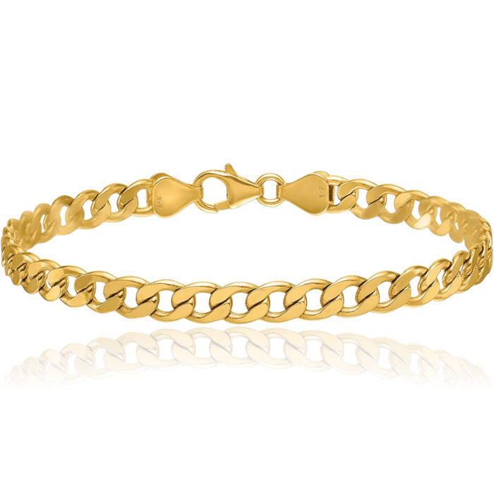 14K Solid Yellow Gold 5.7mm Curb Link Chain Bracelet