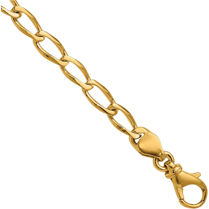 14K Solid Yellow Gold 5.7mm Curb Link Chain Bracelet