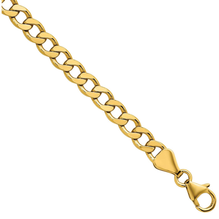 14K Solid Yellow Gold 5.7mm Curb Link Chain Necklace