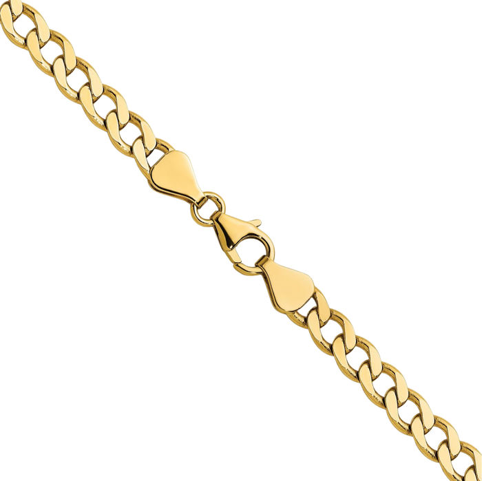 14K Solid Yellow Gold 5.7mm Curb Link Chain Necklace