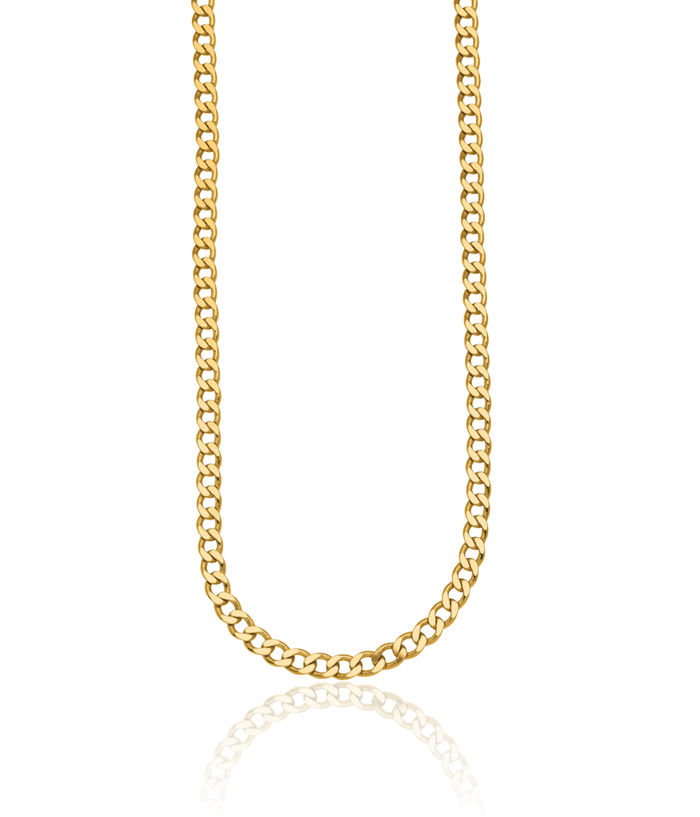 14K Solid Yellow Gold 5.7mm Curb Link Chain Necklace