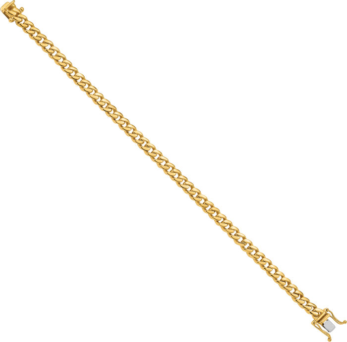 14K Solid Yellow Gold 5.7mm Miami Cuban Box Curb Link Chain Bracelet