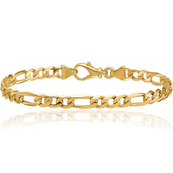 14K Solid Yellow Gold 5.8mm Figaro Link Chain Bracelet