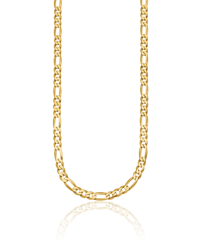 14K Solid Yellow Gold 5.8mm Figaro Link Chain Necklace