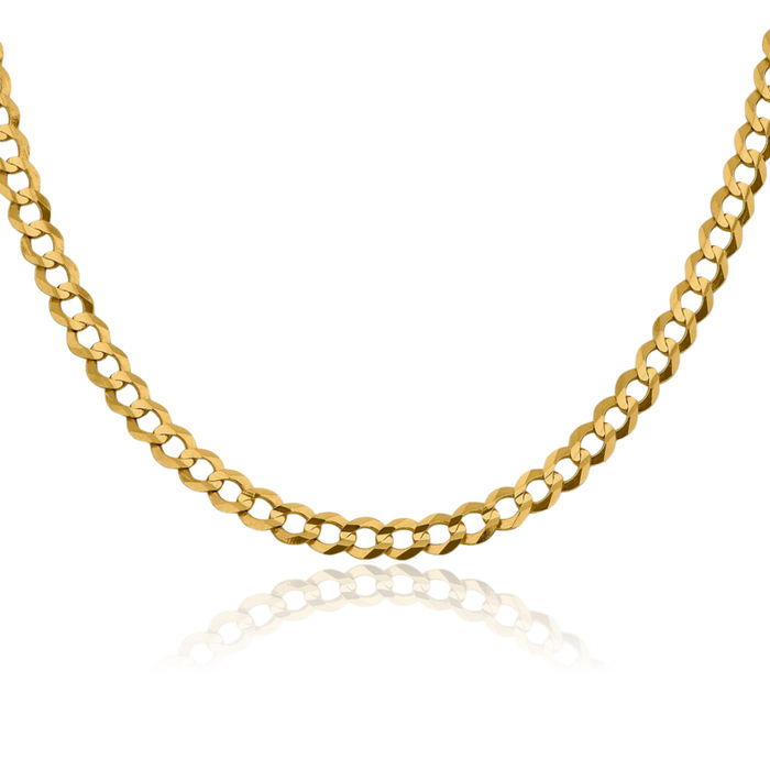 14K Solid Yellow Gold 5.9mm Cuban Curb Link Chain Necklace